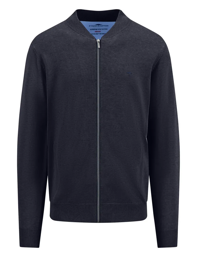 katoenen Fynch-Hatton vest donkerblauw effen
