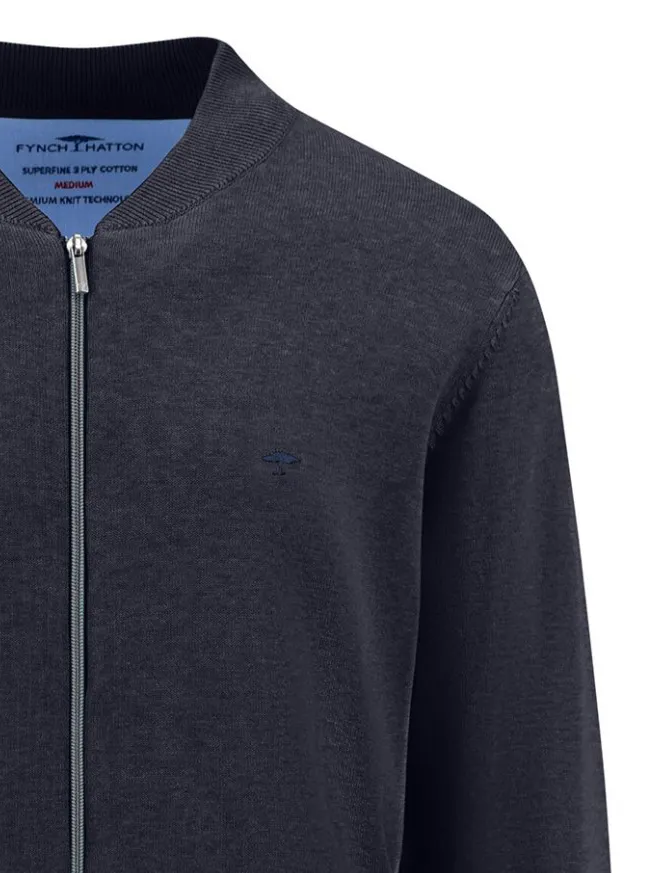 katoenen Fynch-Hatton vest donkerblauw effen