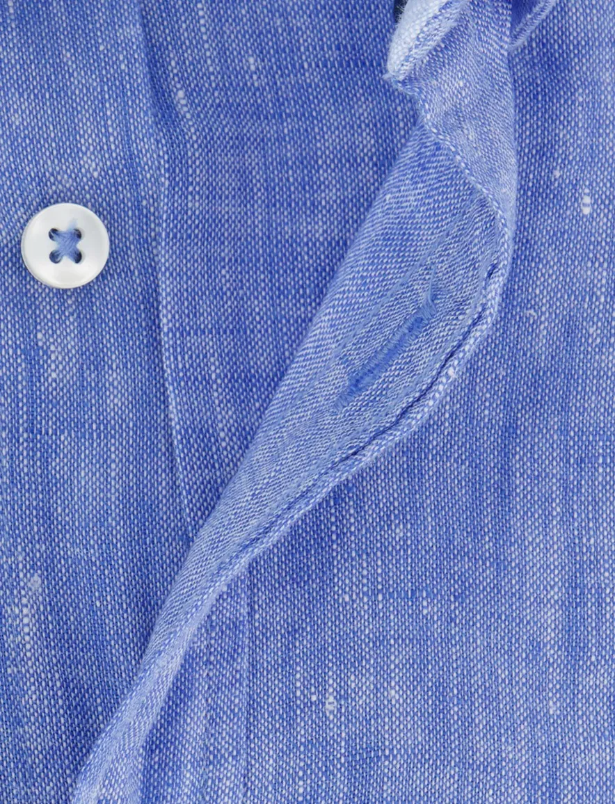 Fynch Hatton linnen overhemd middenblauw