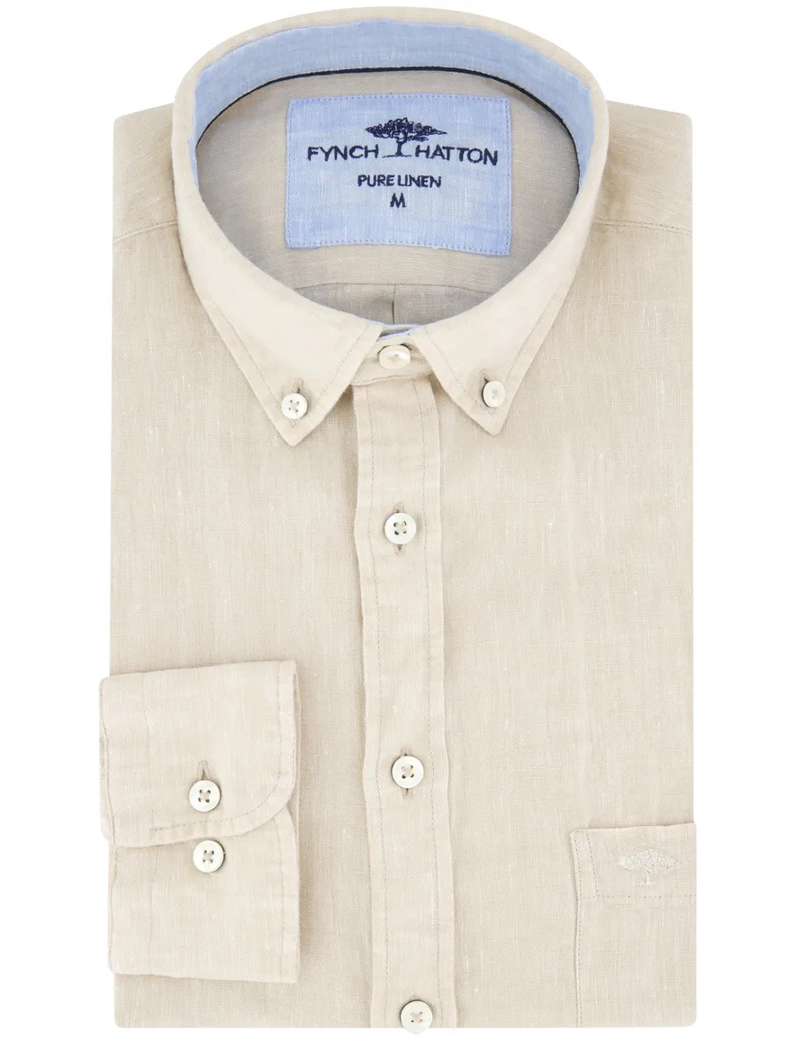 Fynch Hatton overhemd beige linnen