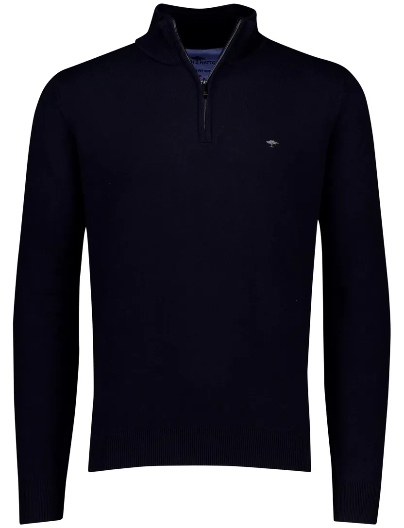 Fynch Hatton half zip trui donkerblauw