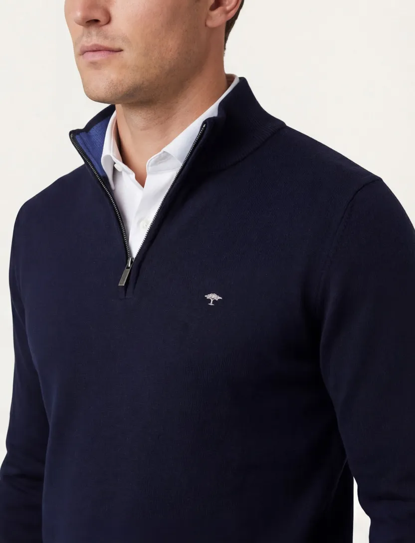 Fynch Hatton half zip trui donkerblauw