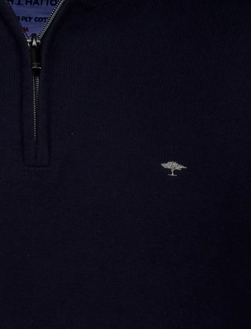 Fynch Hatton half zip trui donkerblauw