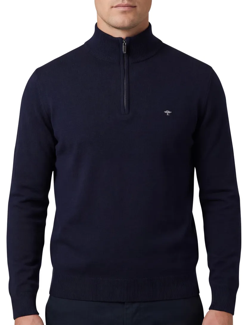 Fynch Hatton half zip trui donkerblauw
