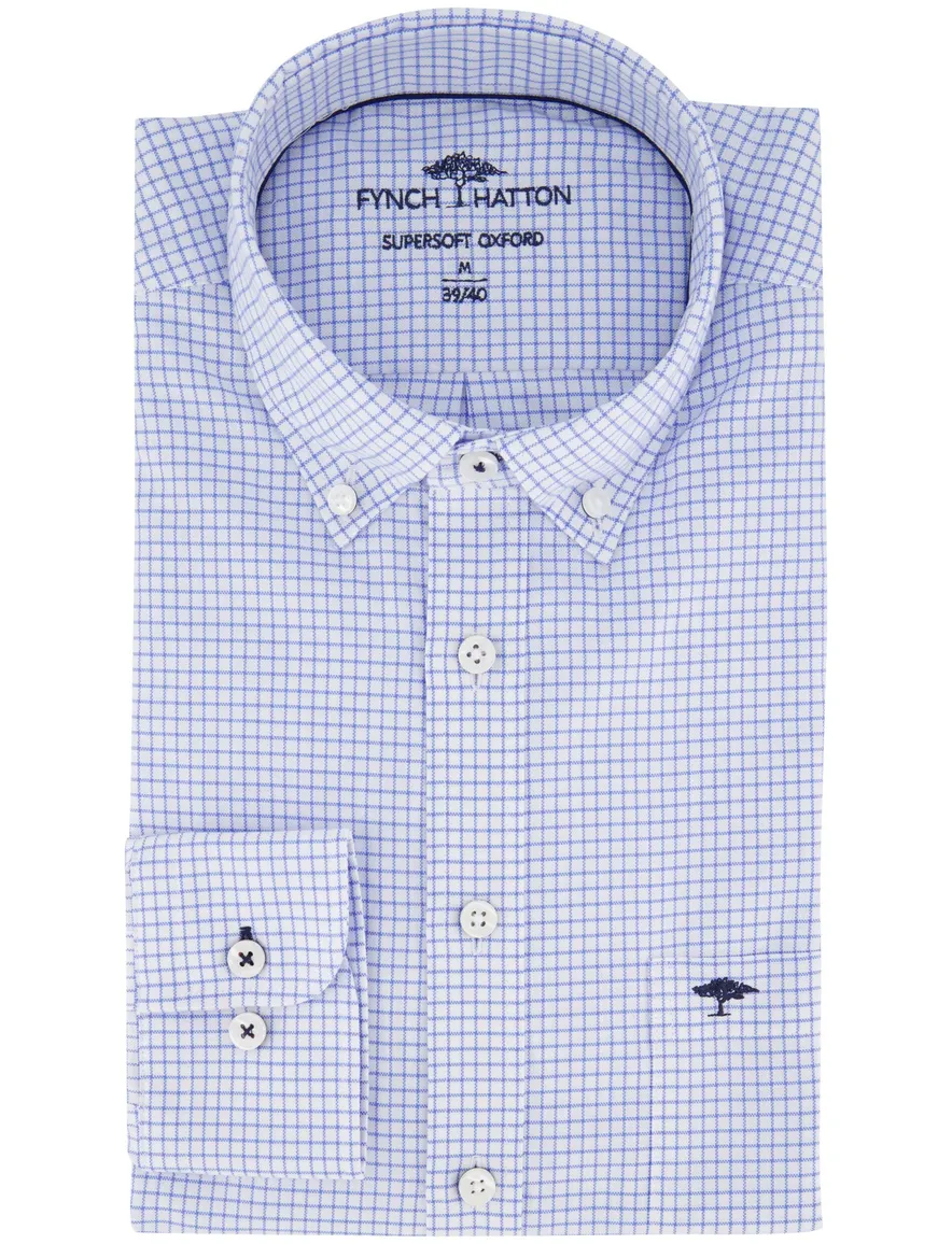 Fynch Hatton Supersoft Oxford overhemd wit geprint