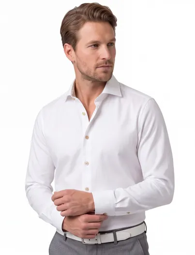 Ledub Ledub overhemd wit katoen wide collar