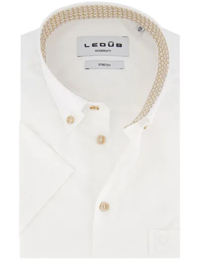 Ledub Ledub overhemd wit button-down katoen