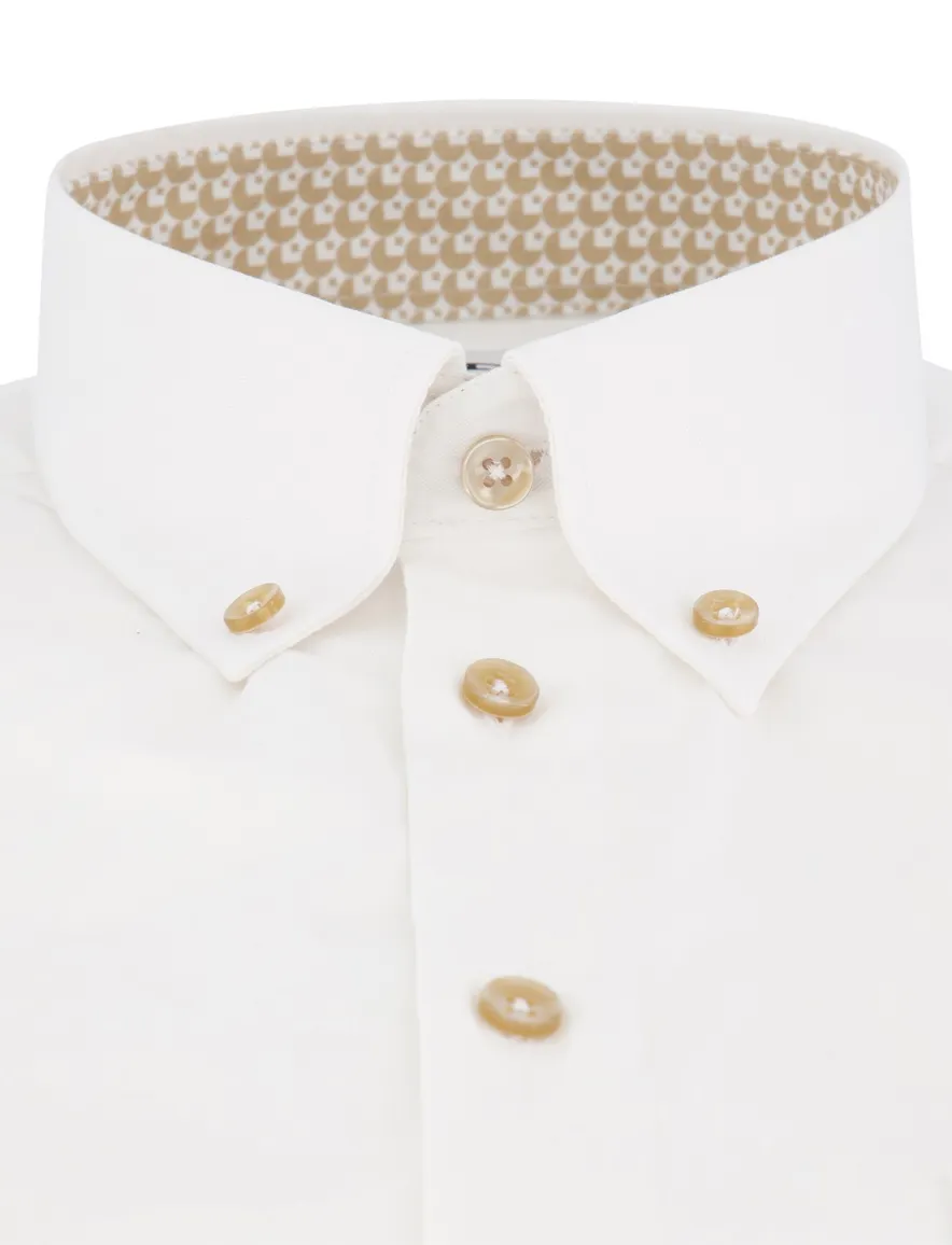 Ledub overhemd wit button-down katoen