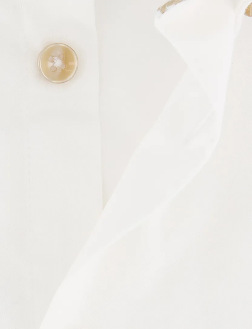 Ledub overhemd wit button-down borstzak effen
