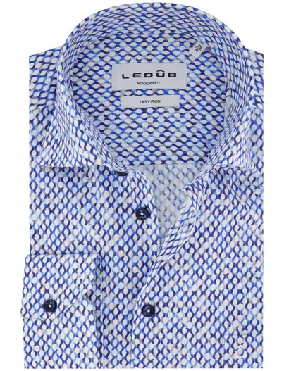 Ledub Ledub overhemd blauw geprint modern fit