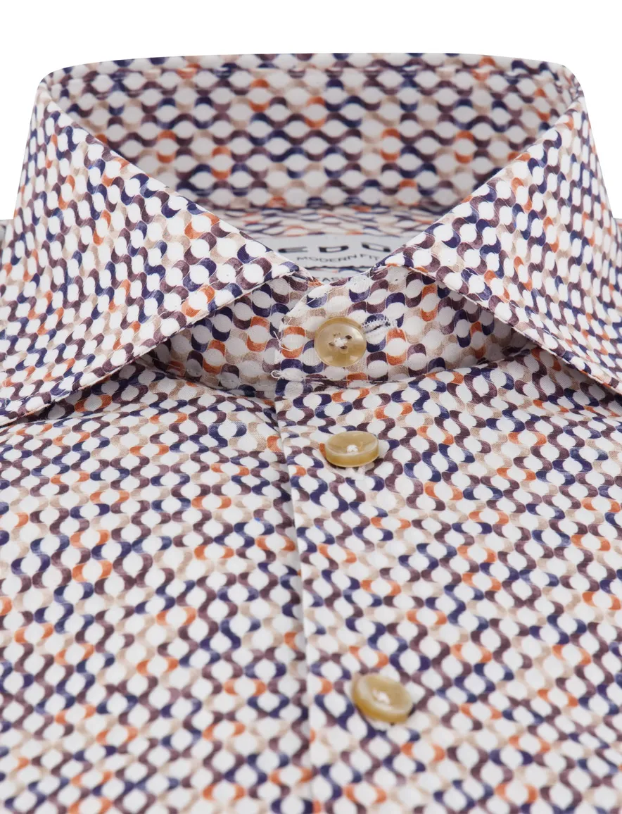 Ledub overhemd oranje geprint wide collar borstzak