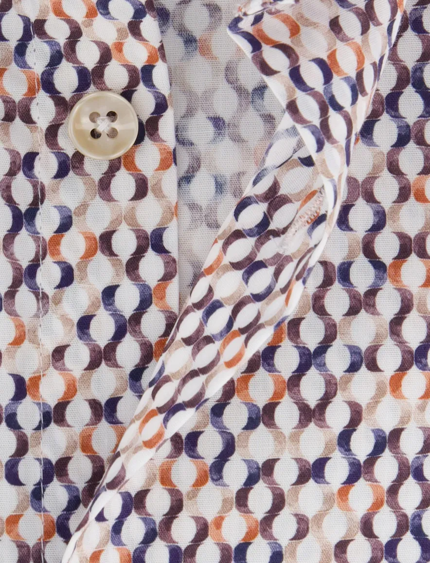 Ledub overhemd oranje geprint wide collar borstzak