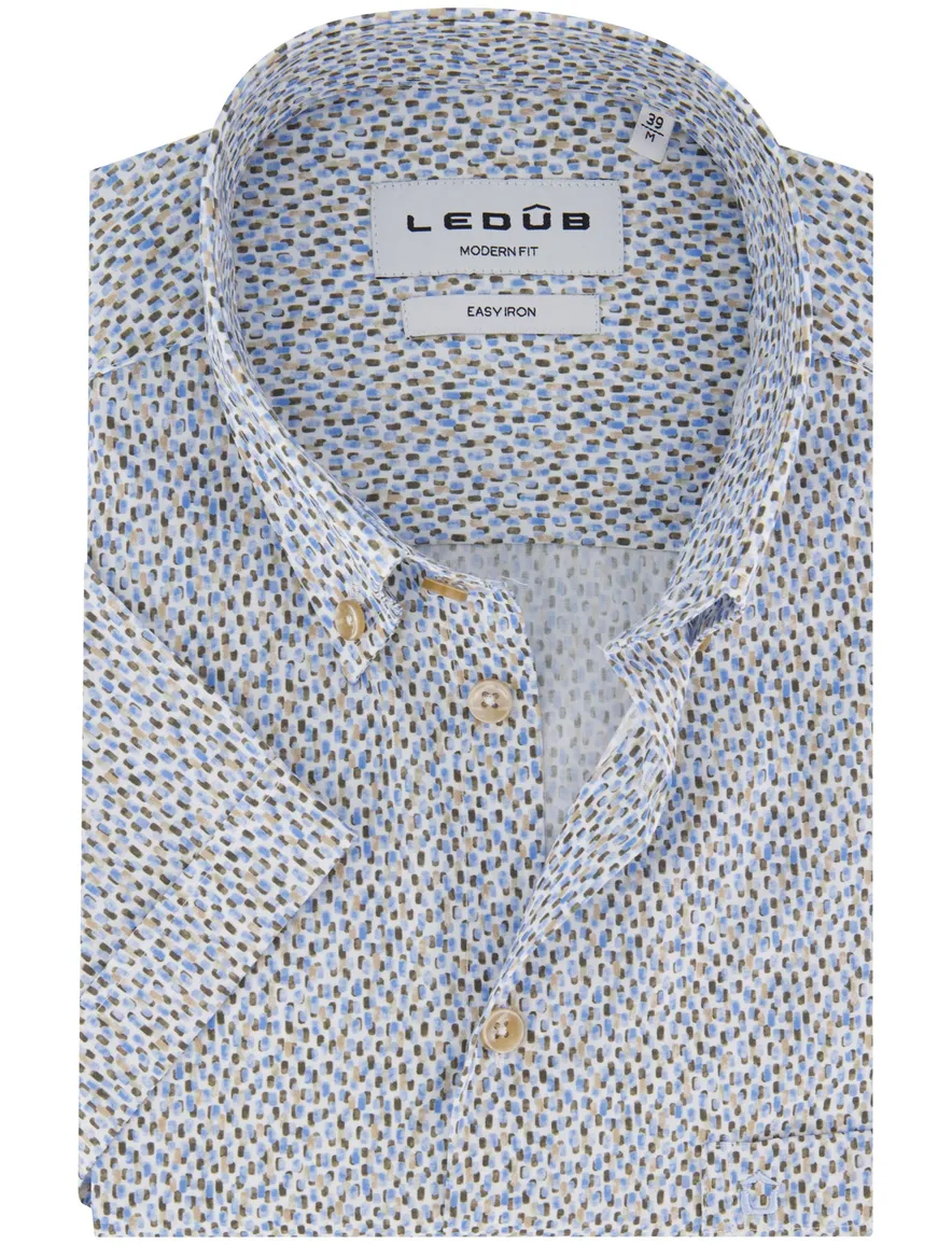 Ledub overhemd blauw geprint