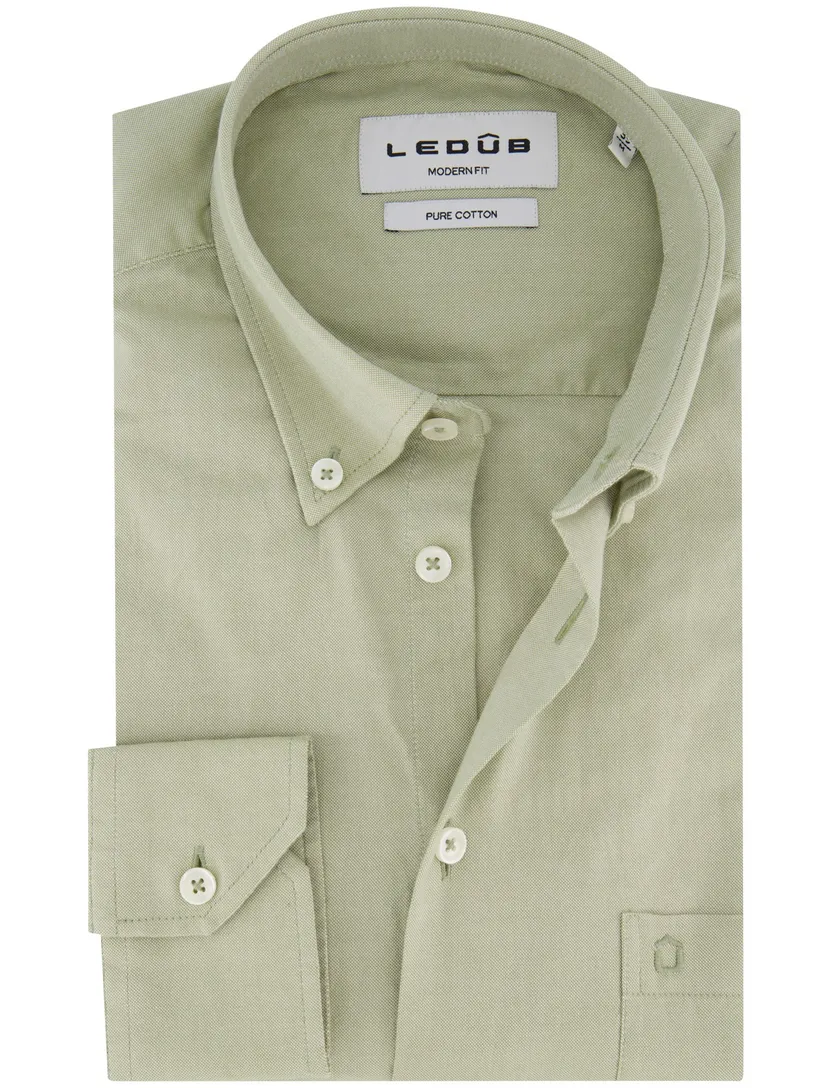 Ledub overhemd groen button-down borstzak
