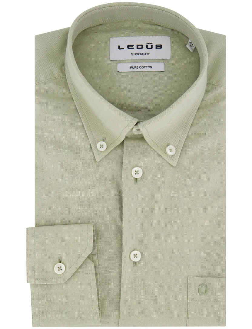 Ledub overhemd groen button-down borstzak