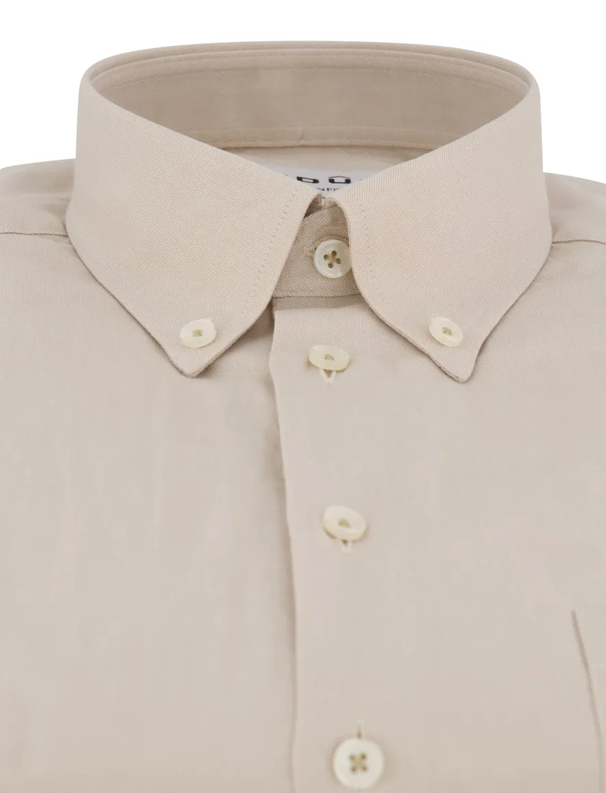 Ledub overhemd beige modern fit katoen