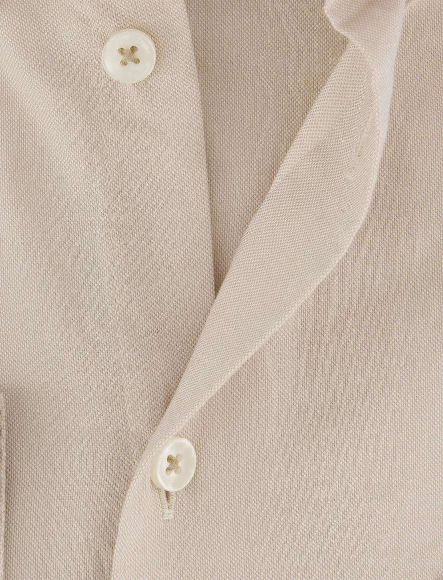Ledub overhemd beige modern fit katoen