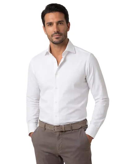 Ledub Ledub overhemd wit modern fit effen