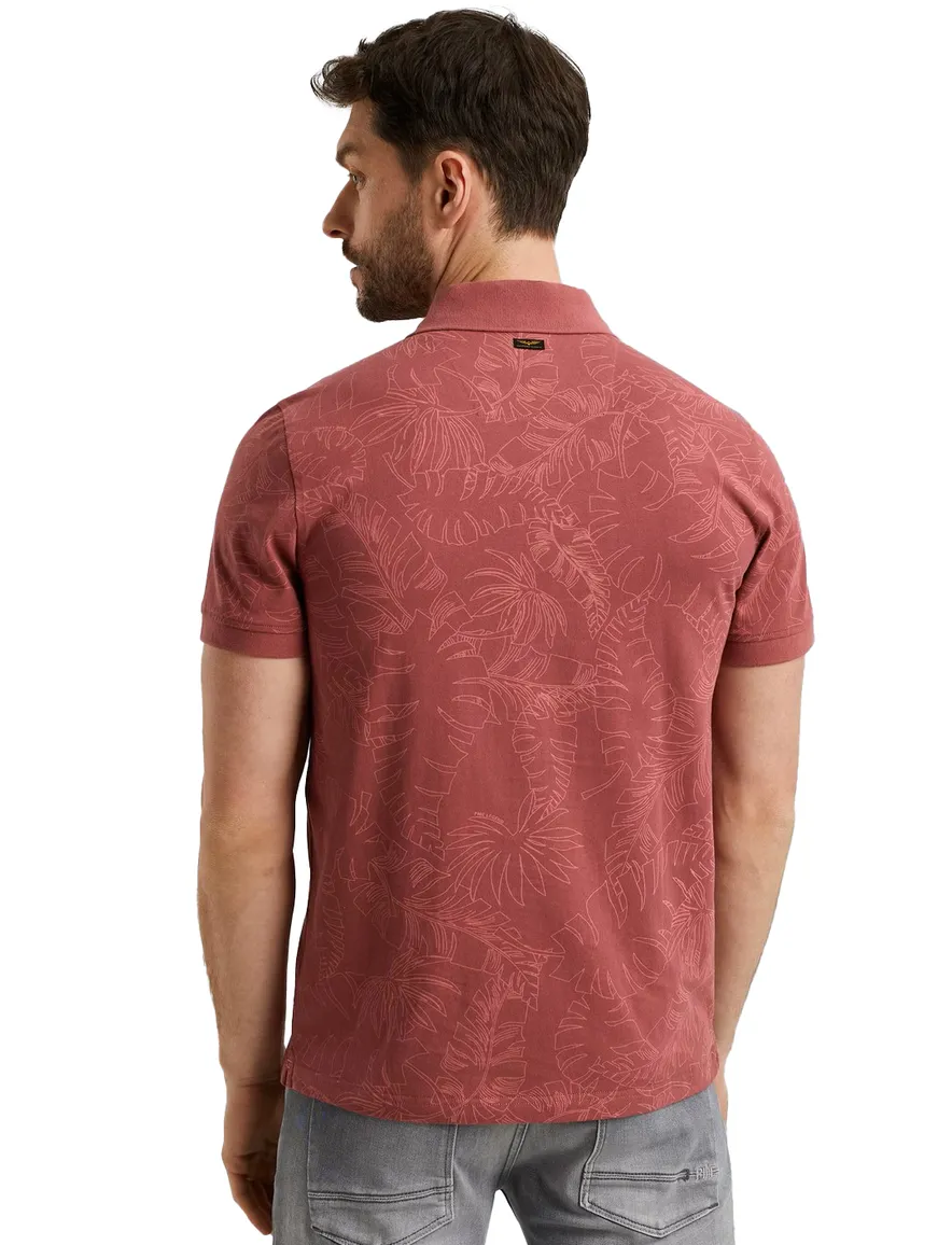 PME Legend allover print polo roze pique katoen 2-knoops