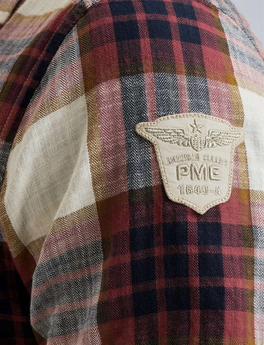 PME Legend overhemd korte mouw rood geruit regular fit