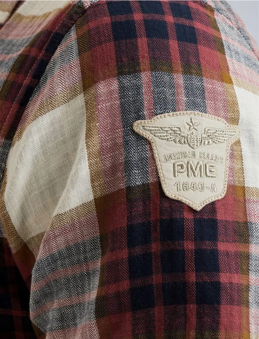 PME Legend overhemd korte mouw roze geruit