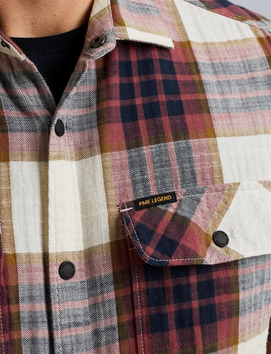 PME Legend overhemd korte mouw rood geruit regular fit