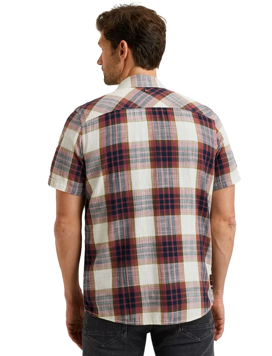 PME Legend overhemd korte mouw rood geruit regular fit