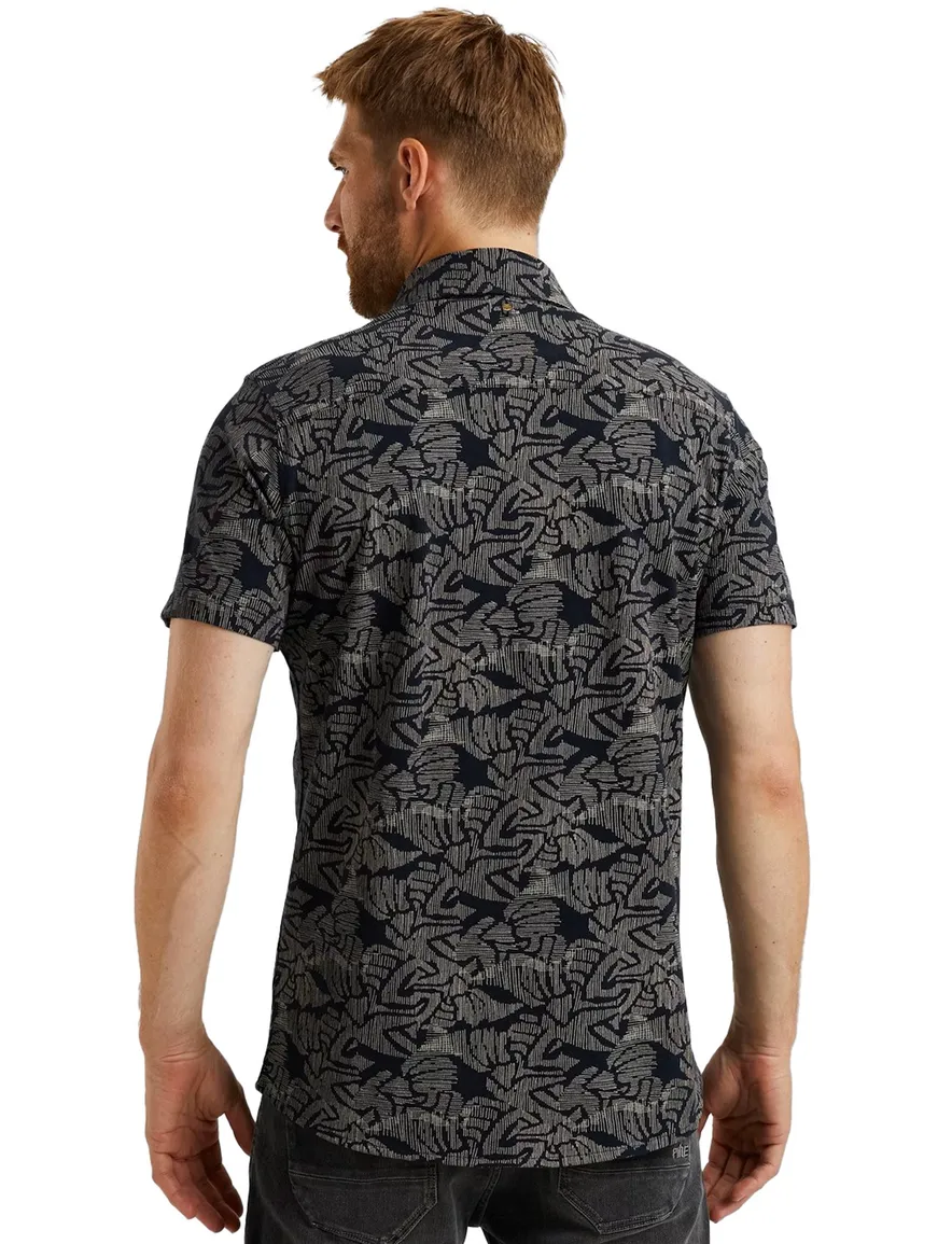 PME Legend overhemd korte mouw blauw geprint