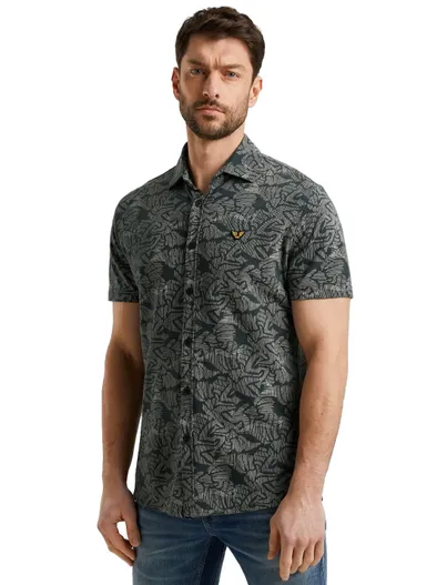 PME Legend PME Legend overhemd korte mouw groen katoen regular fit