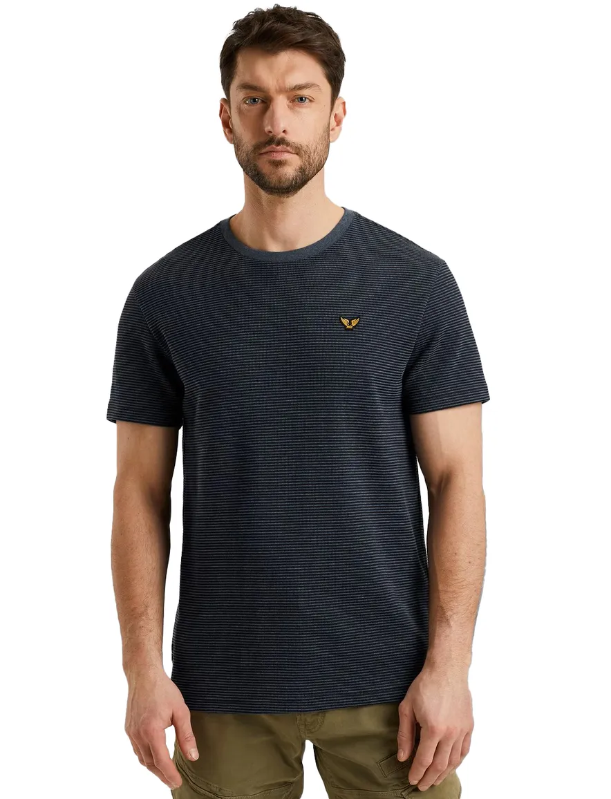 PME Legend T-shirt grijs streeppatroon ronde hals katoen