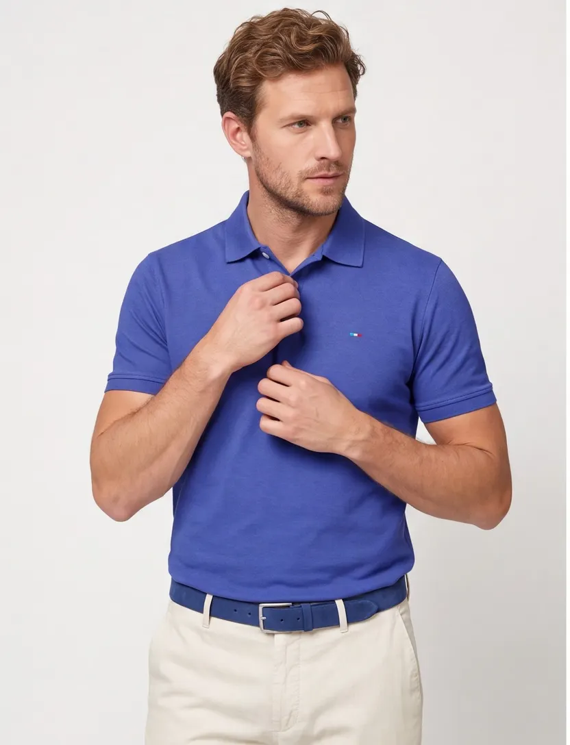 Portofino Fang polo blauw katoen