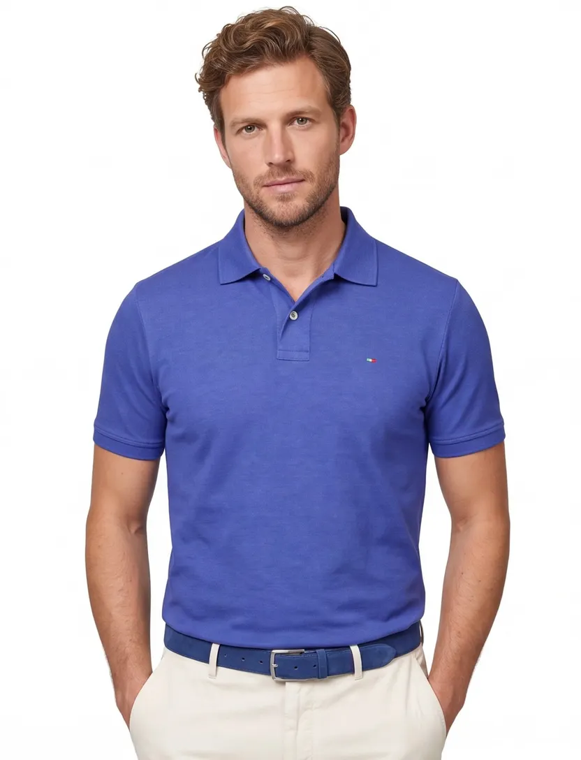Portofino Fang polo blauw katoen