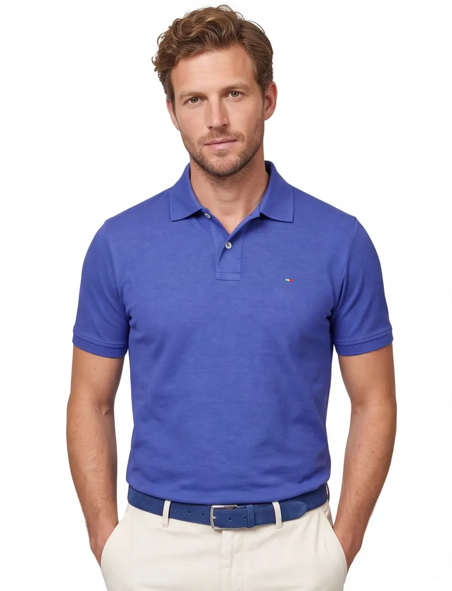 Portofino Fang polo blauw katoen
