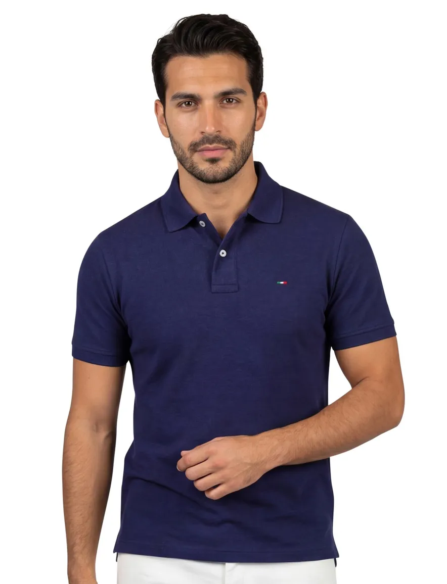 Portofino Fang polo donkerblauw pique katoen