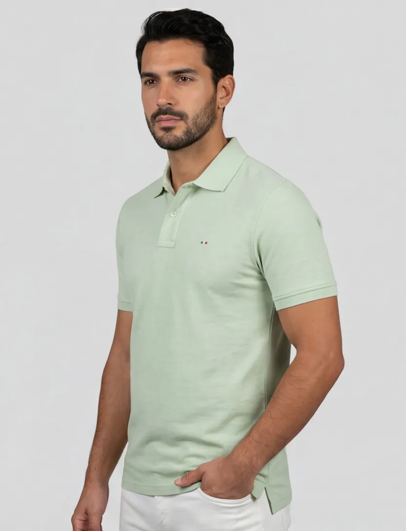Portofino polo licht groen effen pique katoen