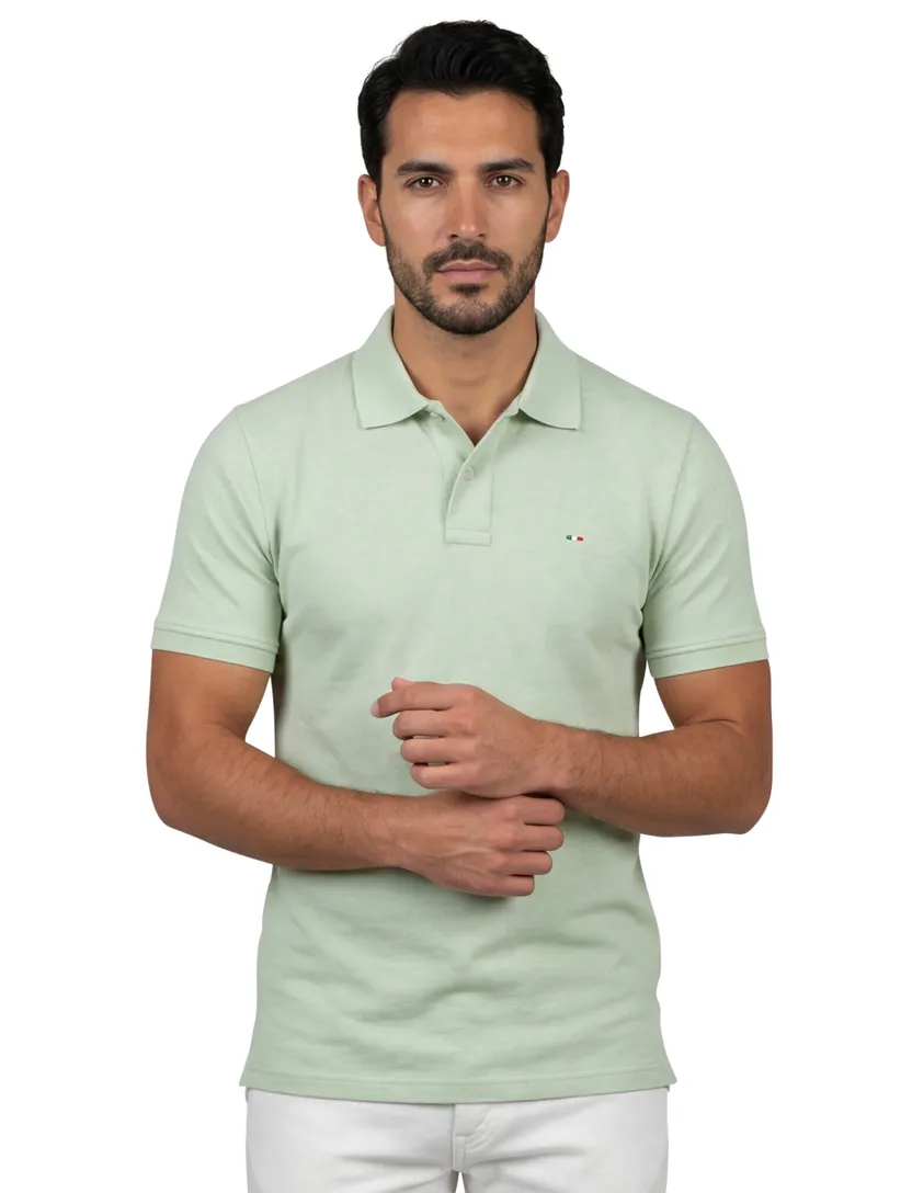 Portofino polo licht groen effen pique katoen