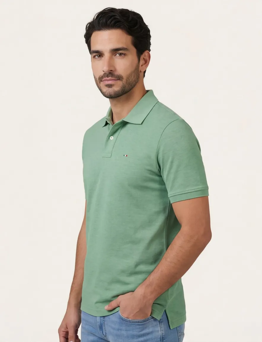 Portofino polo groen gemeleerd katoen