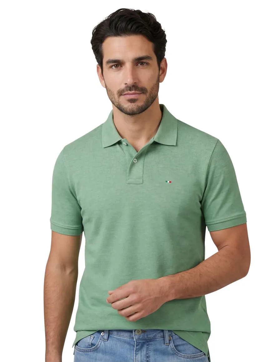 Portofino polo groen gemeleerd katoen