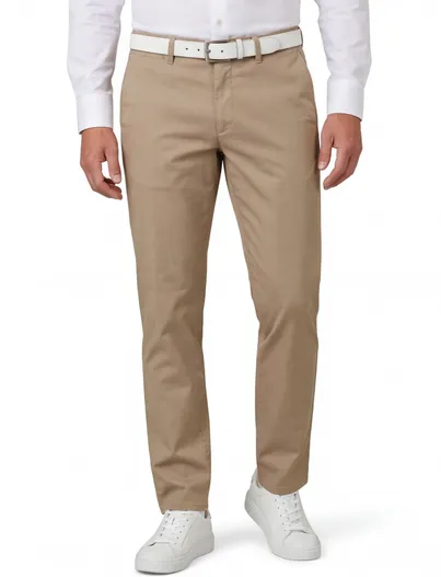 COM4 COM4 modern chino khaki katoen effen normale fit