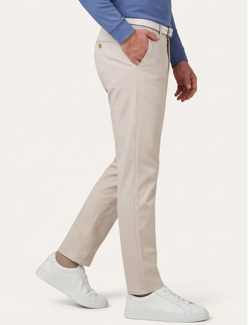 Pantalon Com4 chino beige katoen
