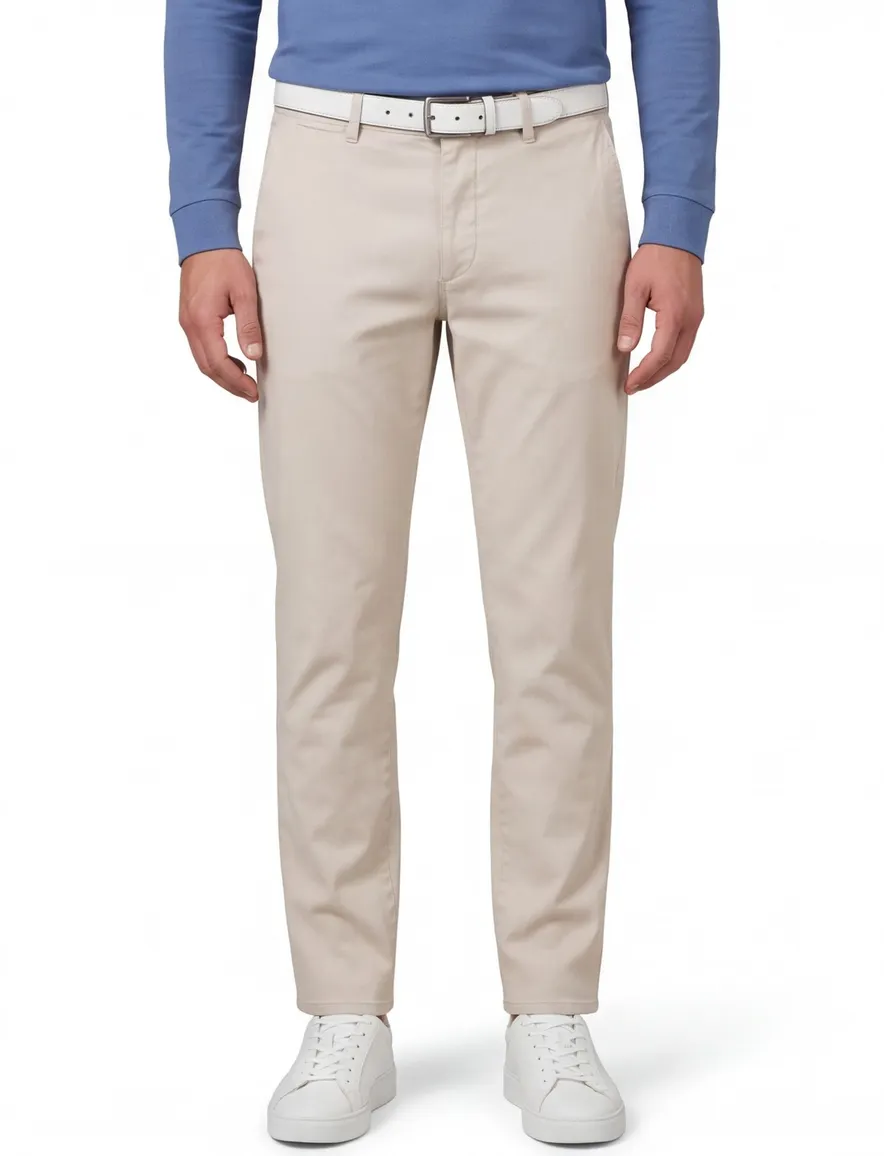Com4 Pantalon chino beige katoen