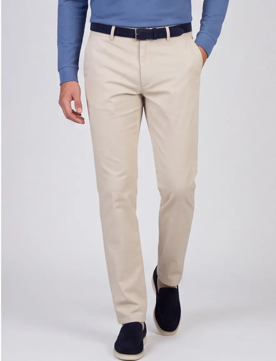 Com4 modern chino collection katoen creme pantalon