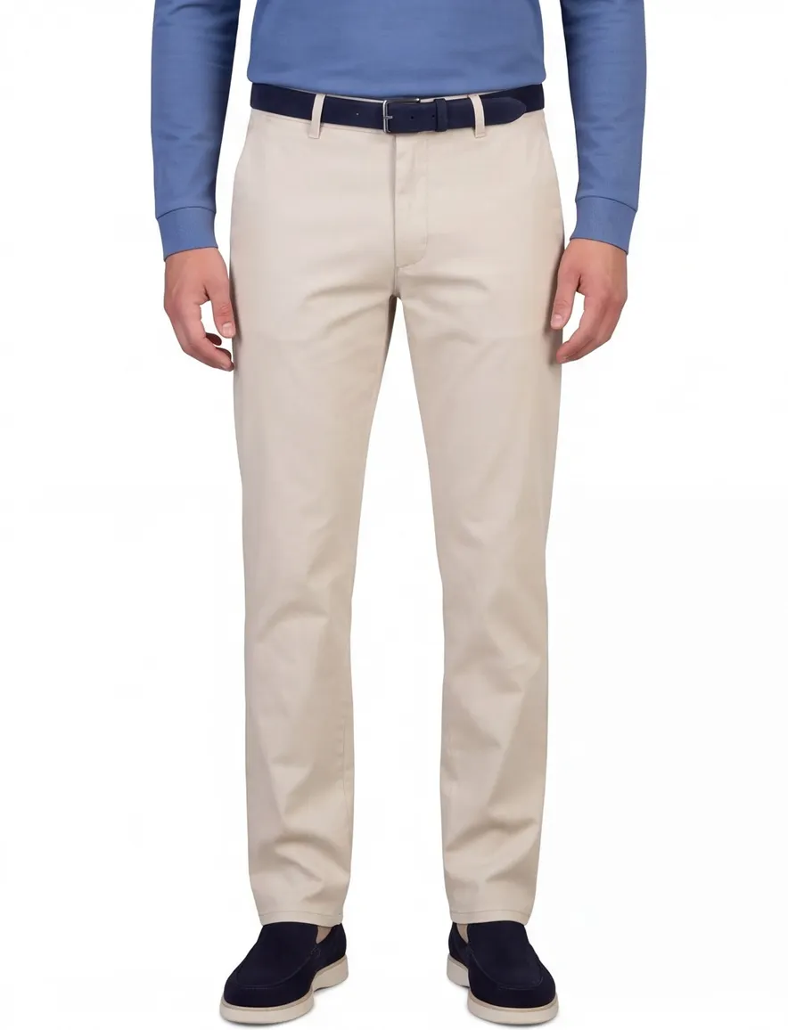 Com4 modern chino collection katoen creme pantalon