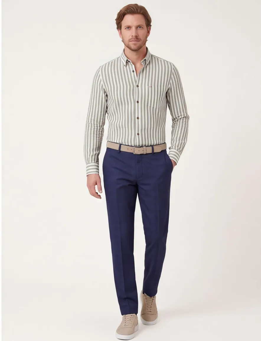 Com4 Modern Chino Collection navy katoen