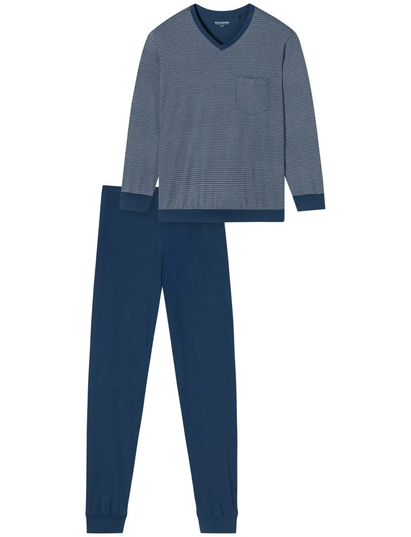 blauwe Schiesser pyjama geprint