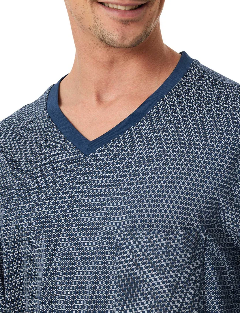 blauwe Schiesser pyjama geprint