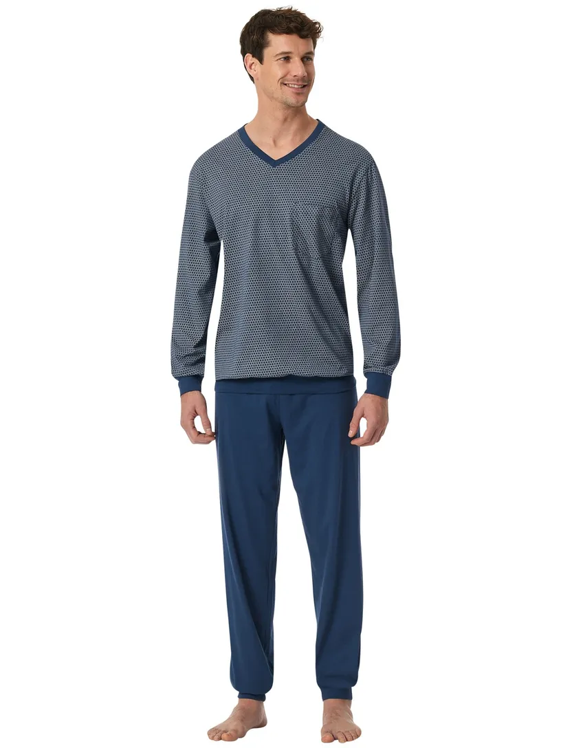 blauwe Schiesser pyjama geprint