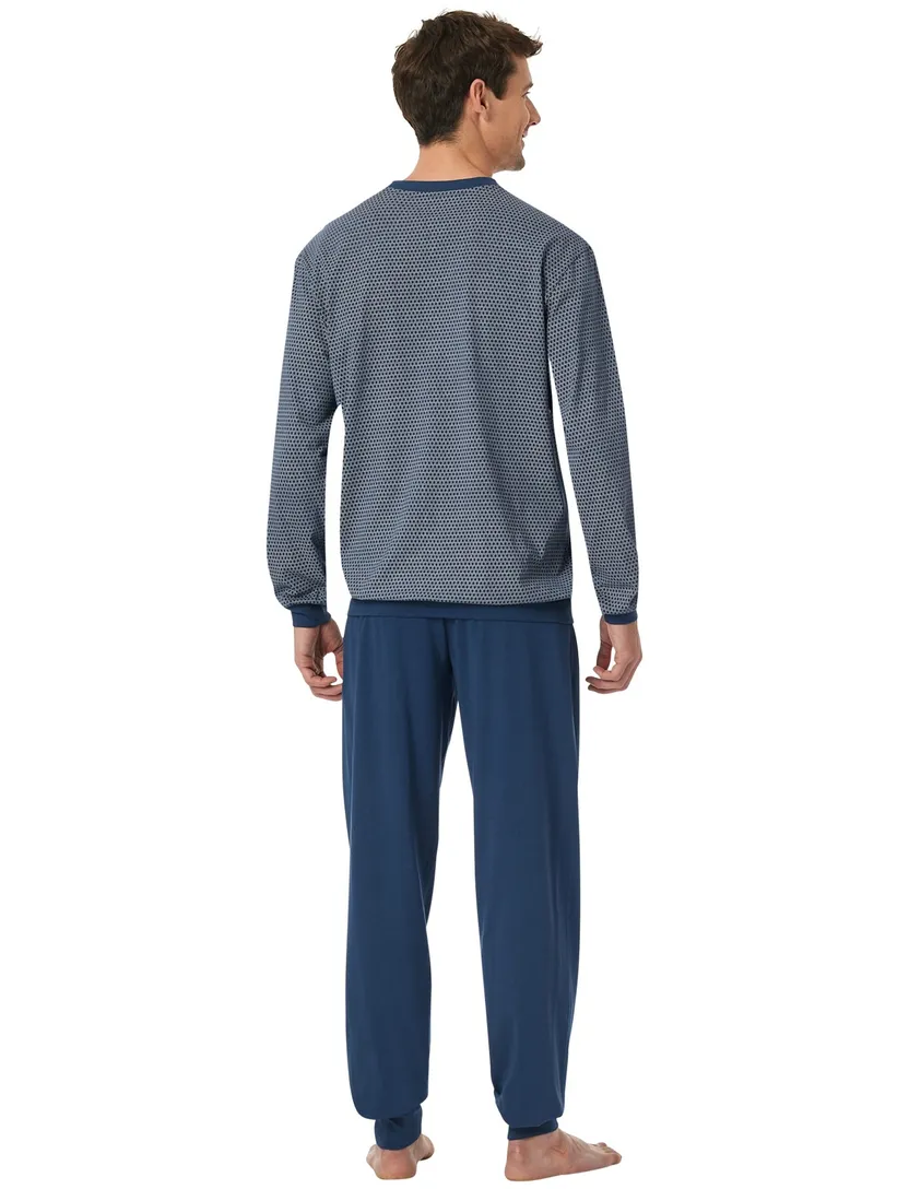 blauwe Schiesser pyjama geprint