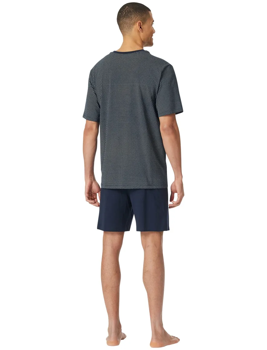 Schiesser shortama nachtblauw geprint