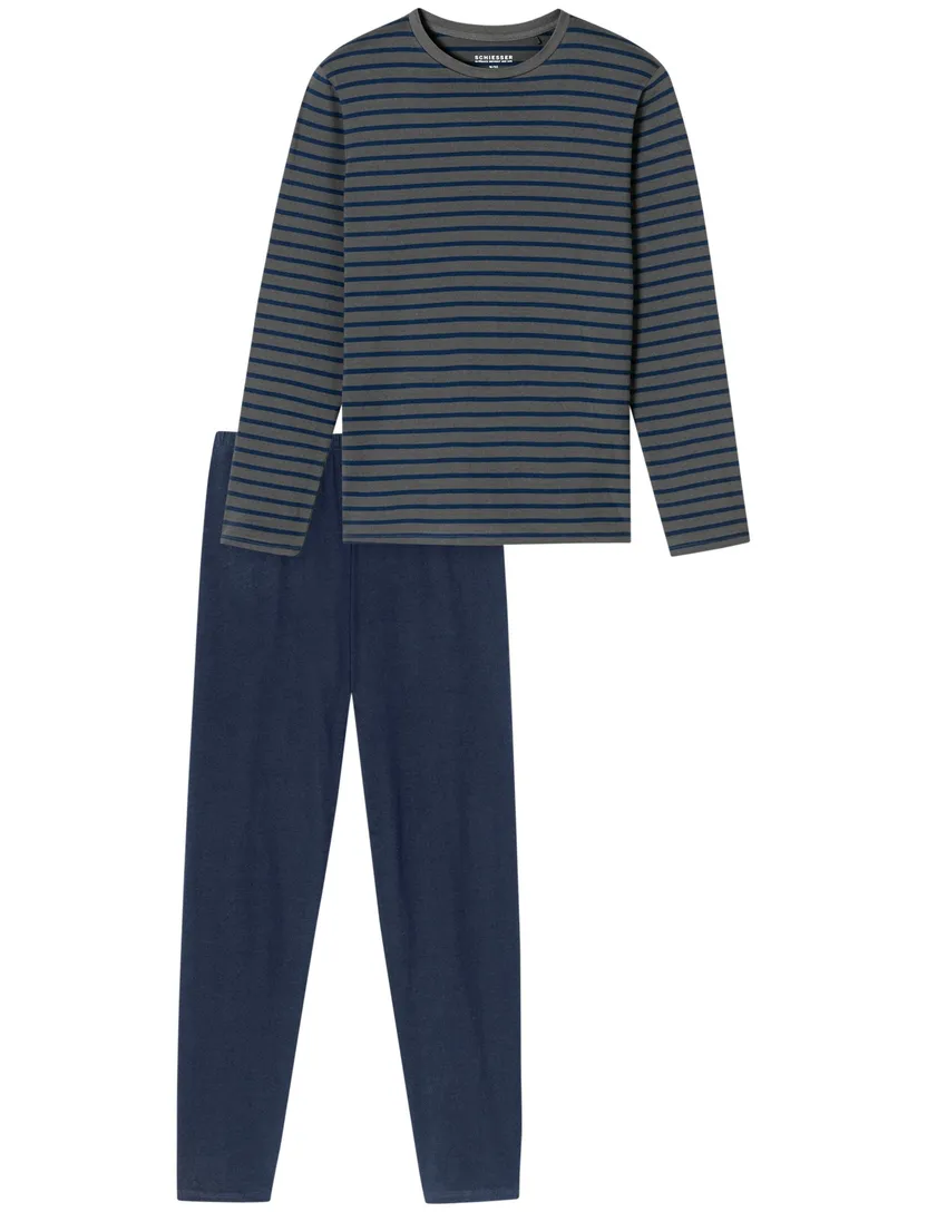 antraciet blauwe lange Schiesser pyjama